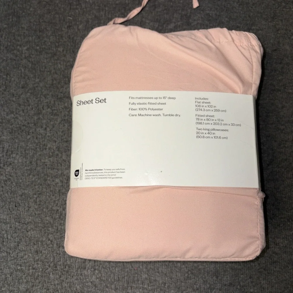 Pink Room Essentials Microfiber Sheet Set Size King New